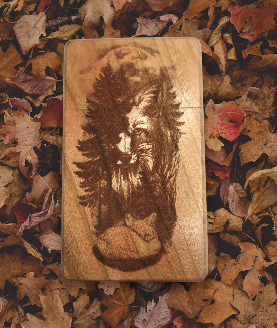 Image of a greenfoxx dugout Fox in Woods